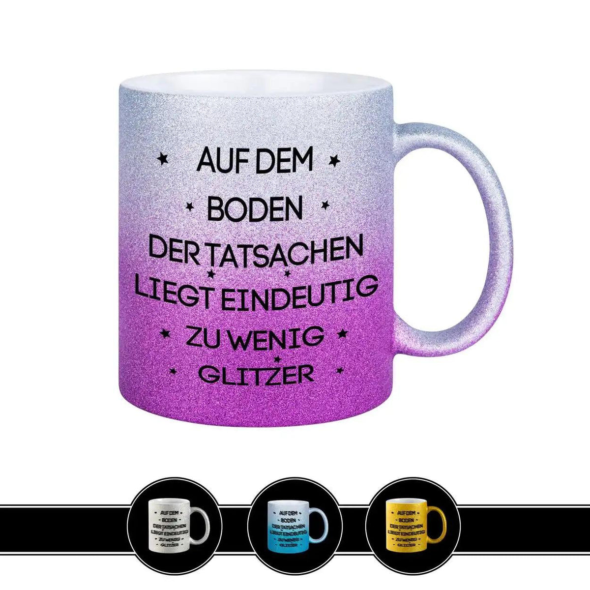 Glitzertasse - Auf dem Boden der Tatsachen - Druckerino