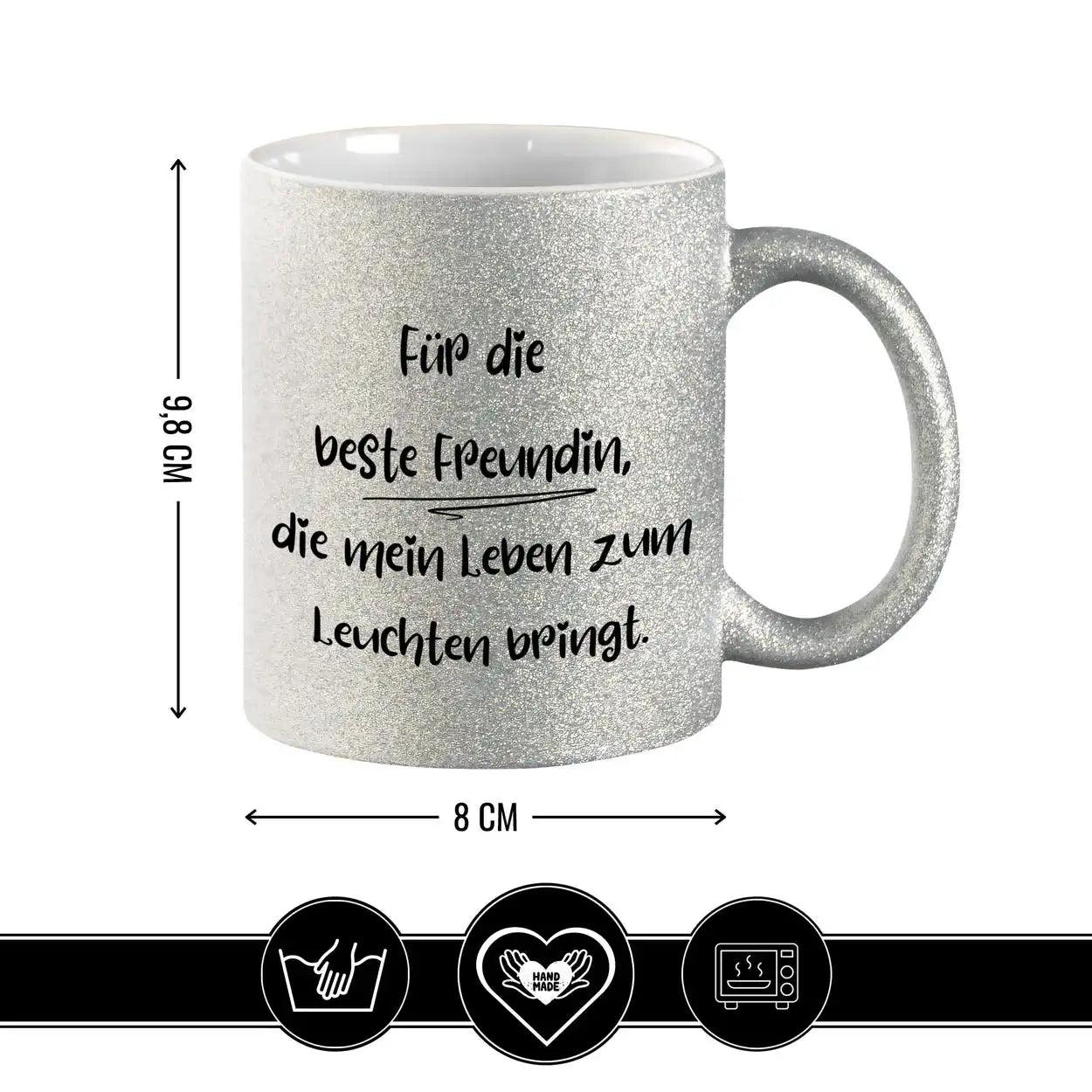 Glitzertasse - Beste Freundin, die mein Leben zum Leuchten bringt - Druckerino
