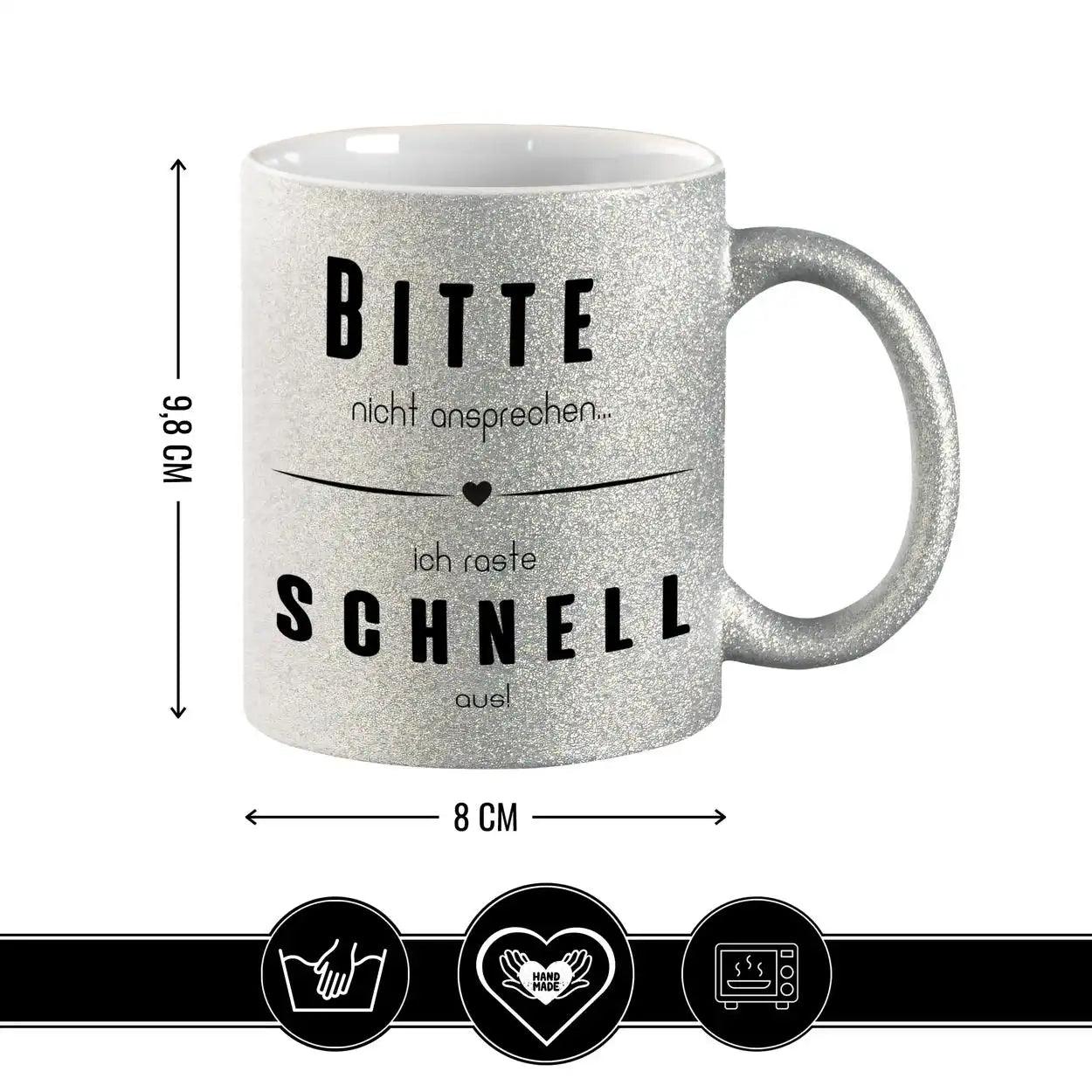 Glitzertasse - Bitte nicht ansprechen... ich raste schnell aus! Lila - Druckerino
