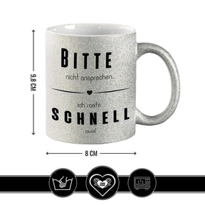 Glitzertasse - Bitte nicht ansprechen... ich raste schnell aus! Lila - Druckerino
