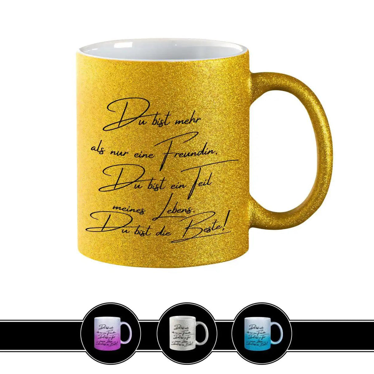Glitzertasse - Du bist die Beste - Druckerino
