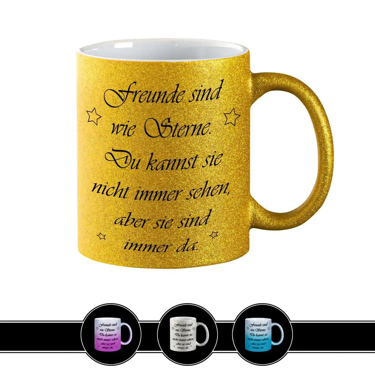 Glitzertasse - Freunde sind wie Sterne - Druckerino