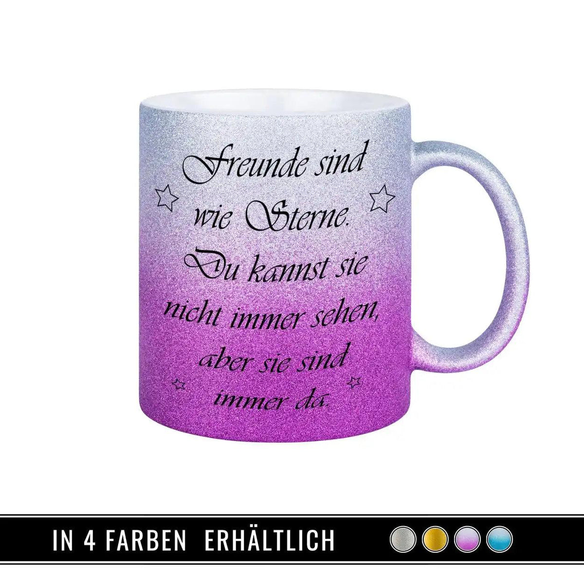Glitzertasse - Freunde sind wie Sterne - Druckerino