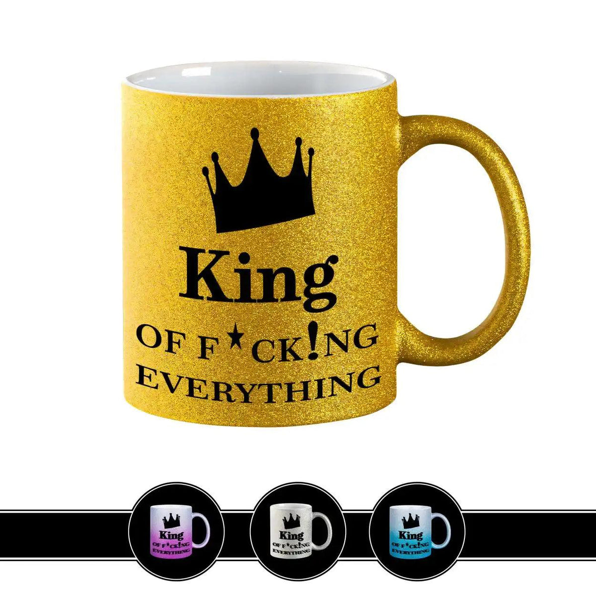 Glitzertasse - King of f... everything - blue - Druckerino