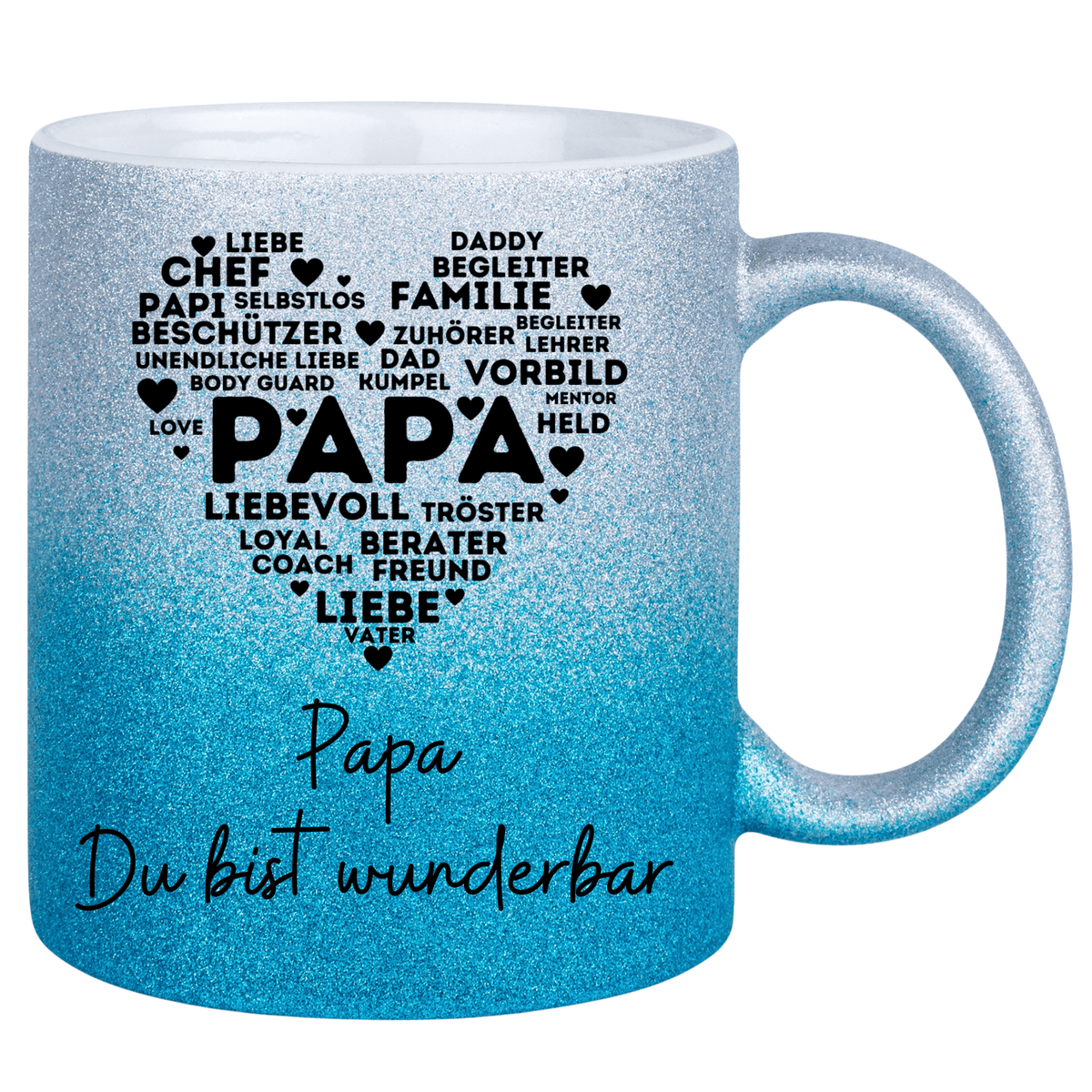 Glitzertasse - Papa Du bist wunderbar Glitzertassen Druckerino   