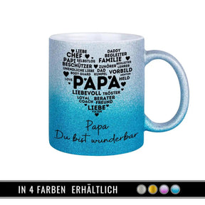 Glitzertasse - Papa Du bist wunderbar - Druckerino