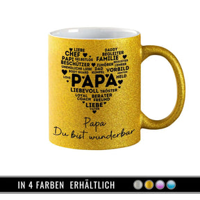 Glitzertasse - Papa Du bist wunderbar - Druckerino