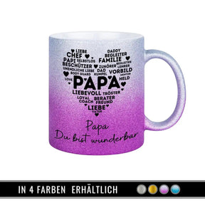 Glitzertasse - Papa Du bist wunderbar - Druckerino