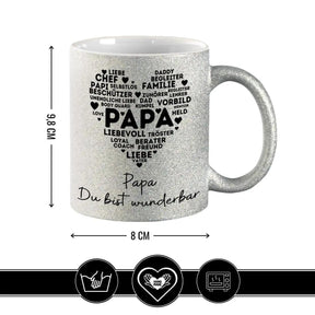 Glitzertasse - Papa Du bist wunderbar - Druckerino