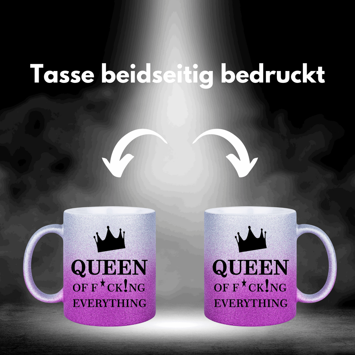 Glitzertasse - Queen of f... everything - Purple Glitzertassen Druckerino   
