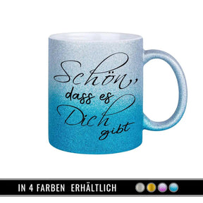 Glitzertasse - Schön, dass es Dich gibt Lila - Druckerino
