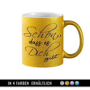 Glitzertasse - Schön, dass es Dich gibt Lila - Druckerino