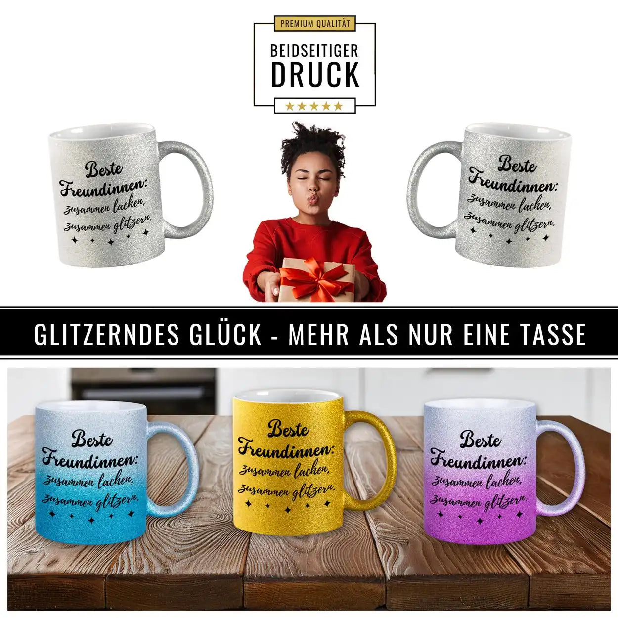 Glitzertasse - Beste Freundinnen – Zusammen lachen und glitzern