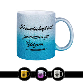 Glitzertasse - Freundschaft ist zusammen zu glitzern Blau Geschenke