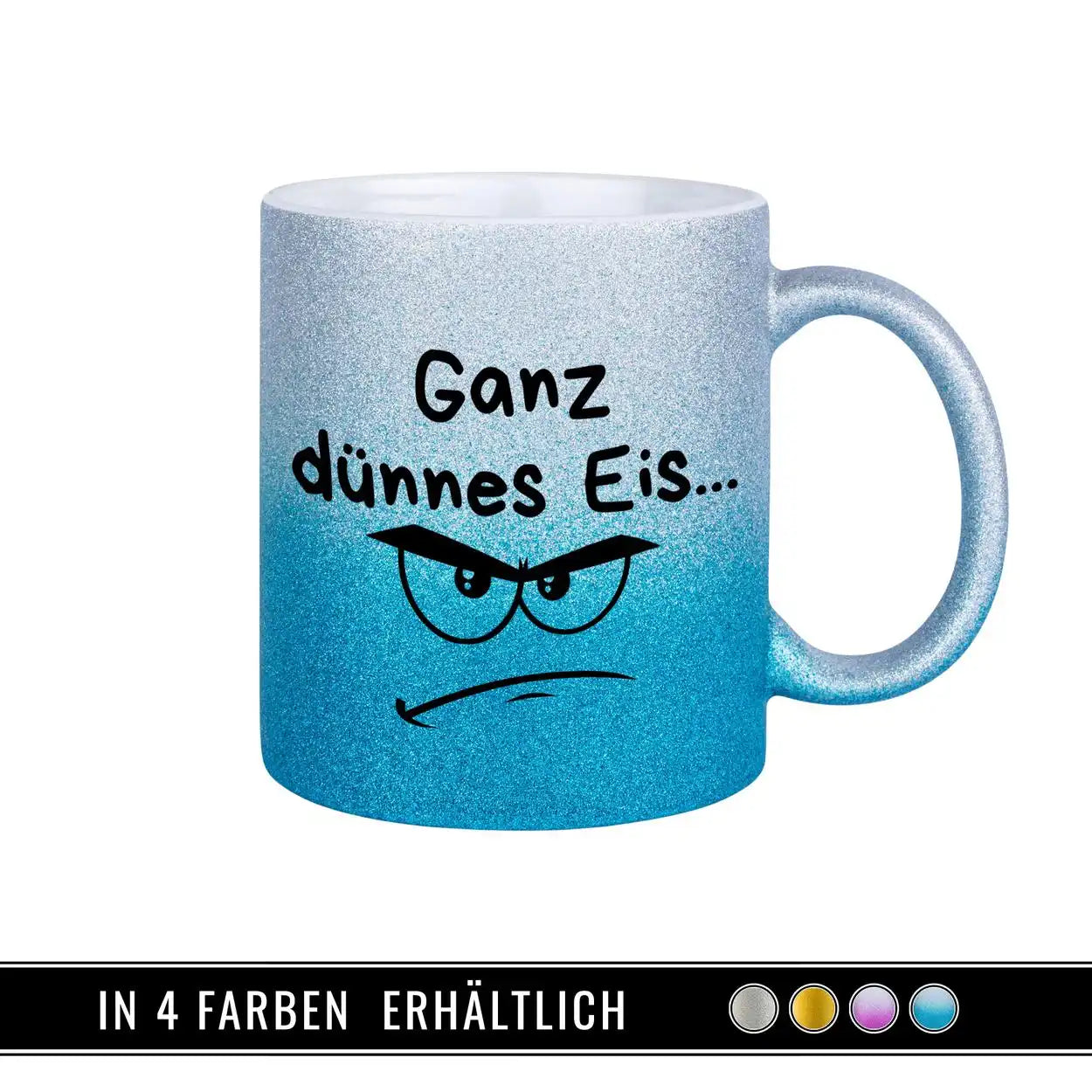 Glitzertasse - Ganz dünnes Eis  Geschenkidee Weihnachten