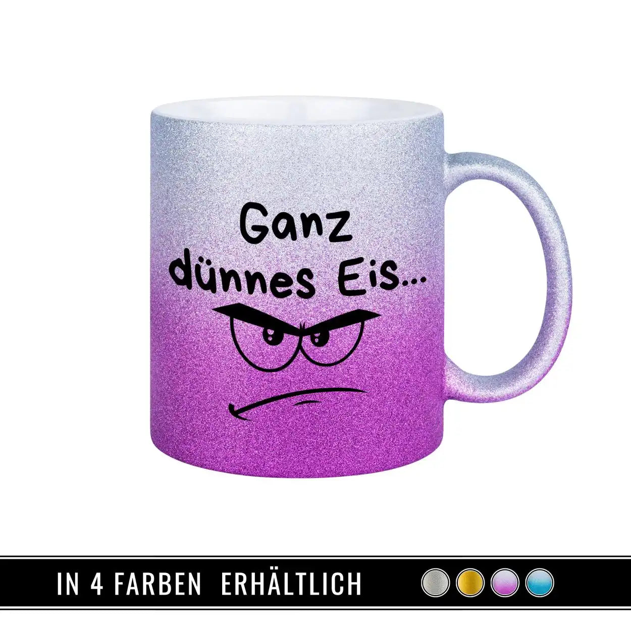 Glitzertasse - Ganz dünnes Eis  Geschenkidee Weihnachten