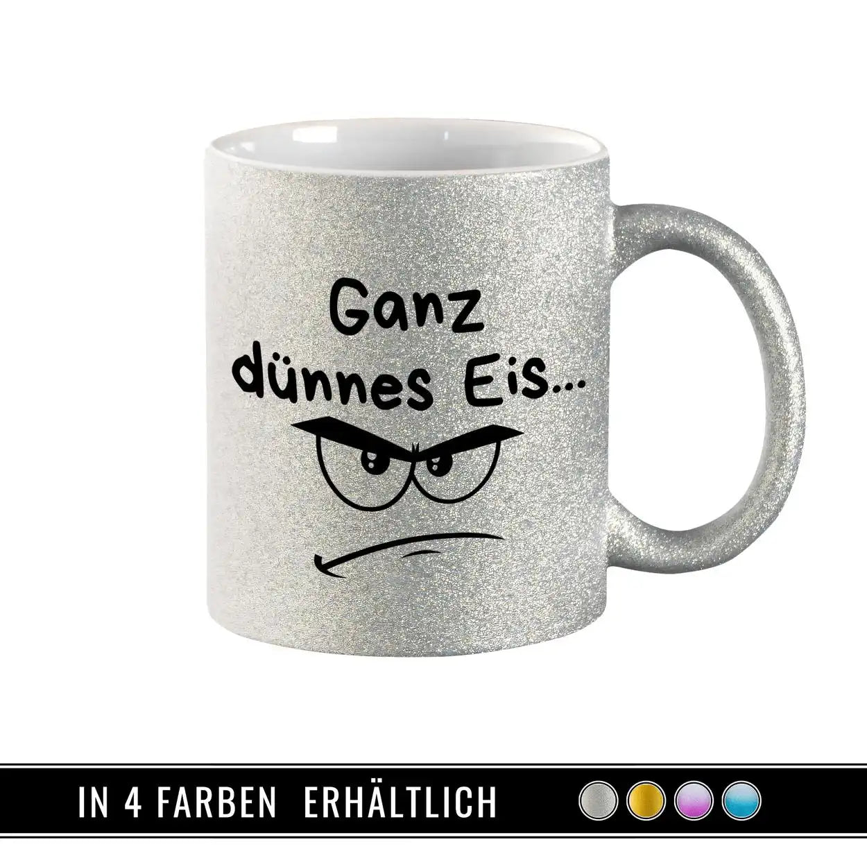 Glitzertasse - Ganz dünnes Eis  Geschenkidee Weihnachten