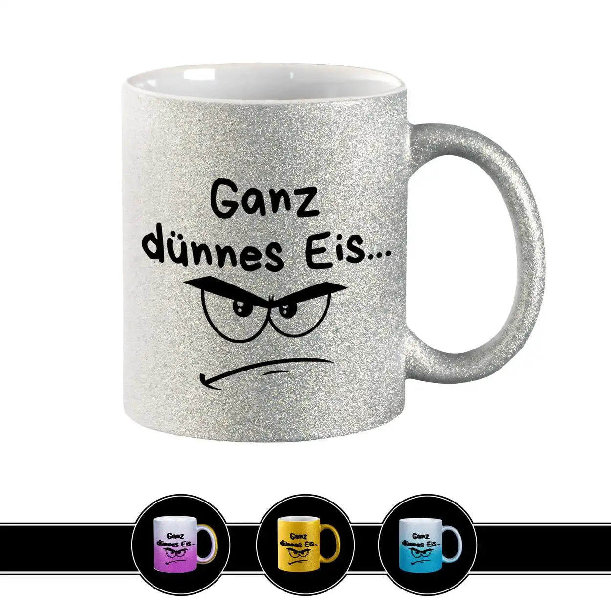 Glitzertasse - Ganz dünnes Eis Silber Geschenkidee Weihnachten