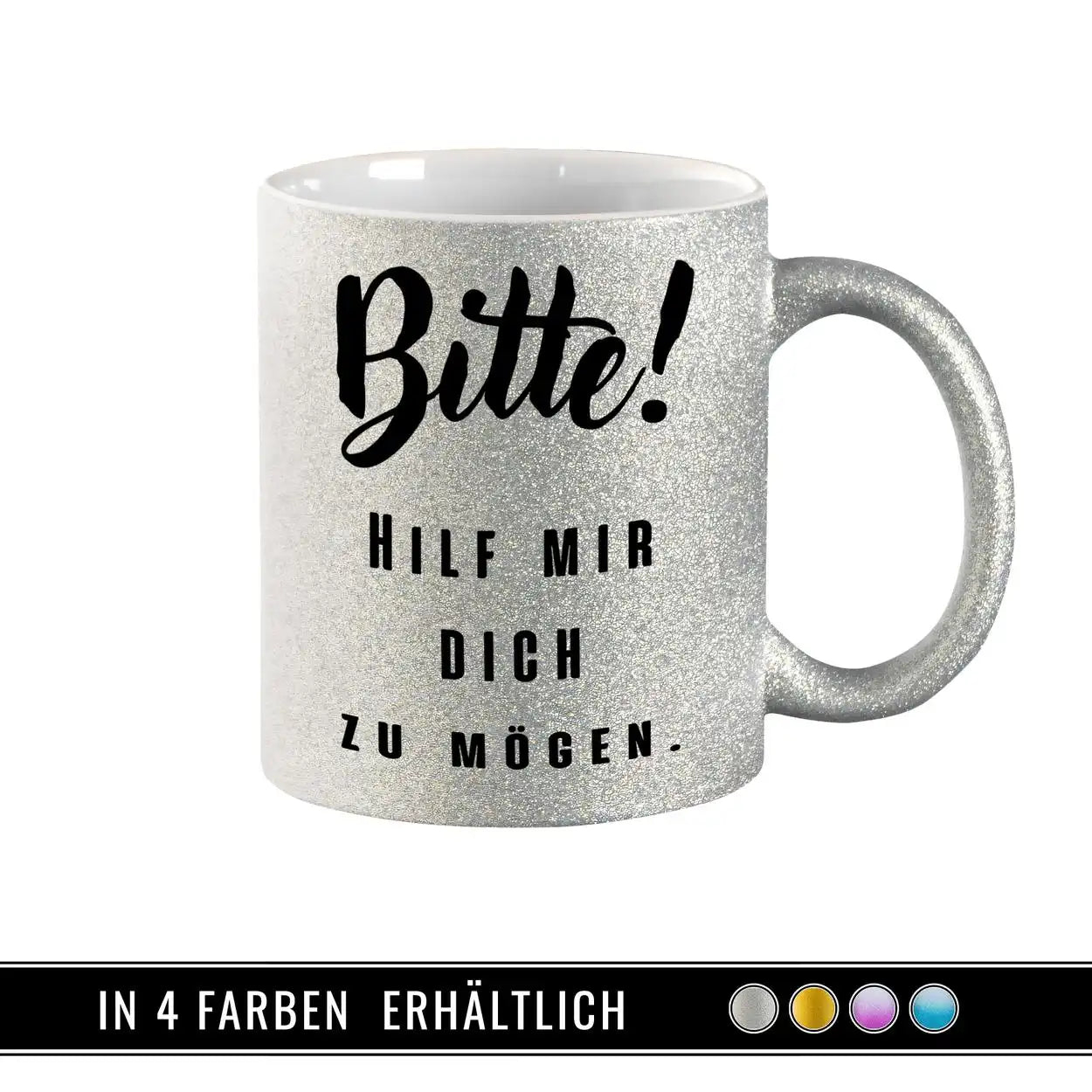 Glitzertasse - Bitte! Hilf mir Dich zu mögen  Geschenkidee Weihnachten