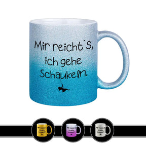 Glitzertasse - Mir reicht's, ich gehe schaukeln Blau Geschenkidee Weihnachten