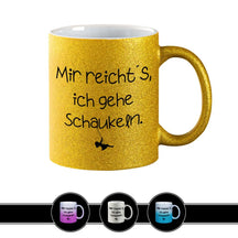 Glitzertasse - Mir reicht's, ich gehe schaukeln Gold Geschenkidee Weihnachten