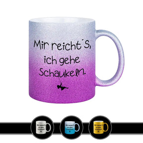 Glitzertasse - Mir reicht's, ich gehe schaukeln Lila Geschenkidee Weihnachten