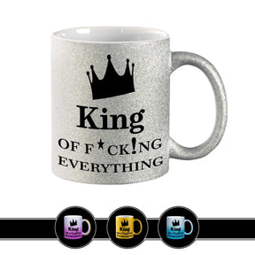 Glitzertasse - King of f... everything - blue Silber Geschenkidee Weihnachten