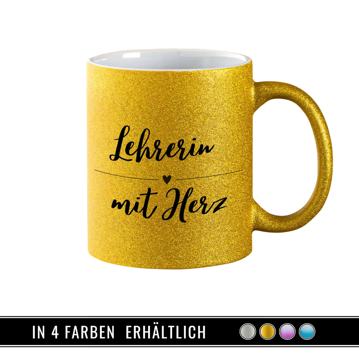 Glitzertasse - Lehrerin mit Herz Geschenke