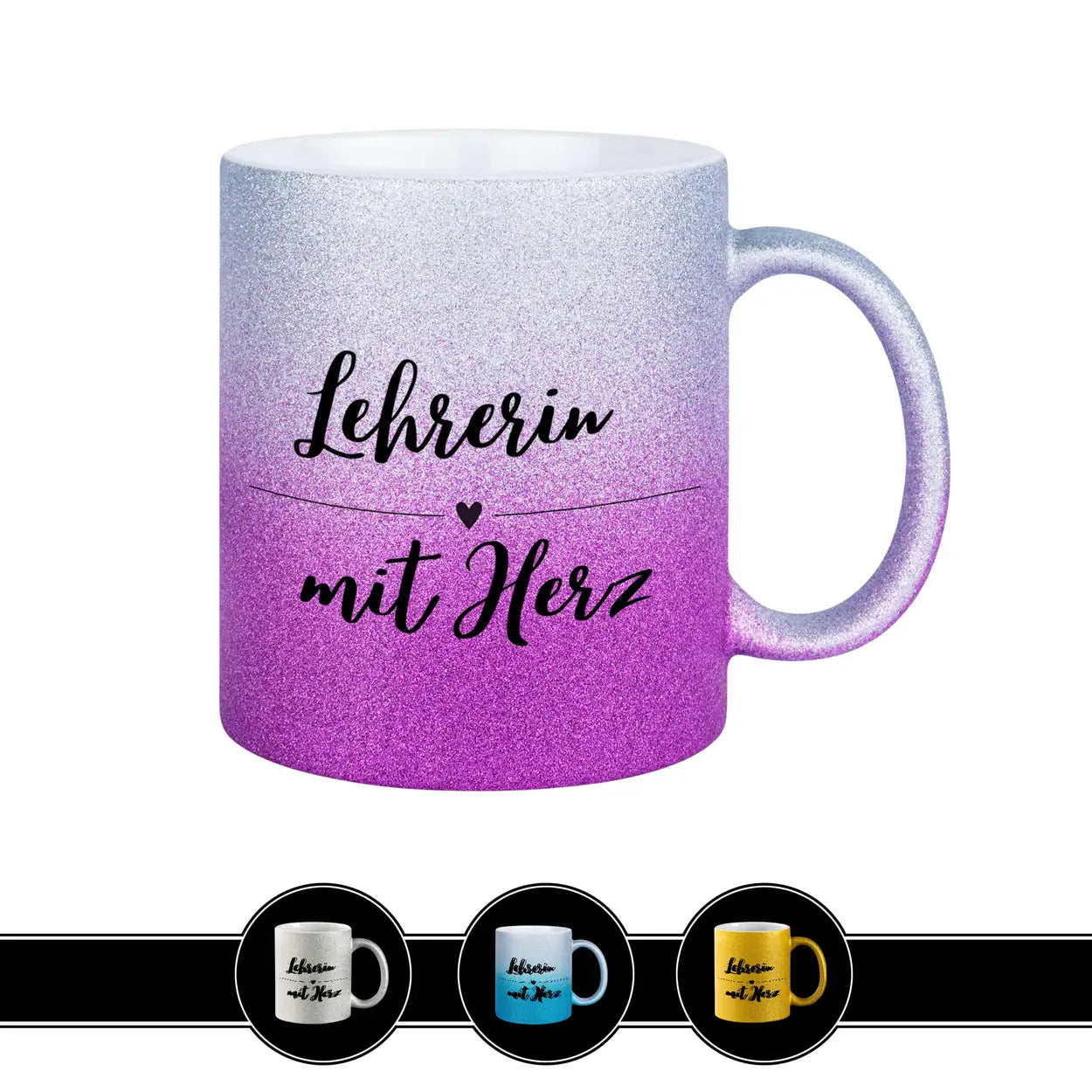 Glitzertasse - Lehrerin mit Herz Lila Geschenke