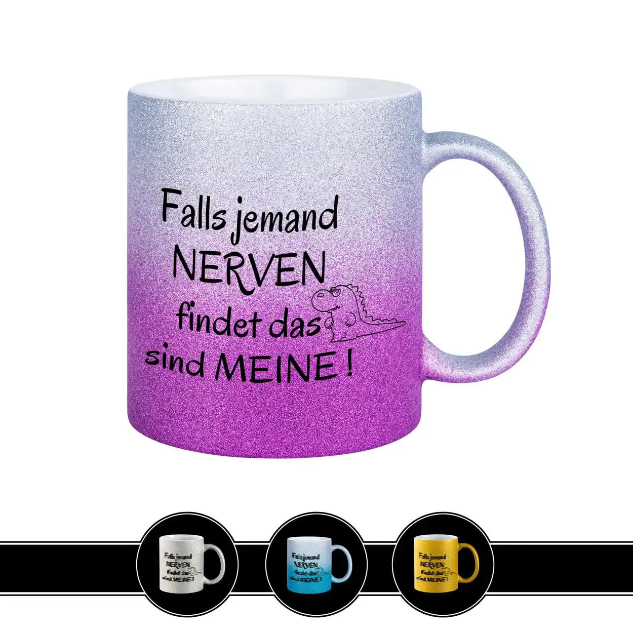 Glitzertasse - Falls jemand Nerven findet Lila Geschenkidee Weihnachten