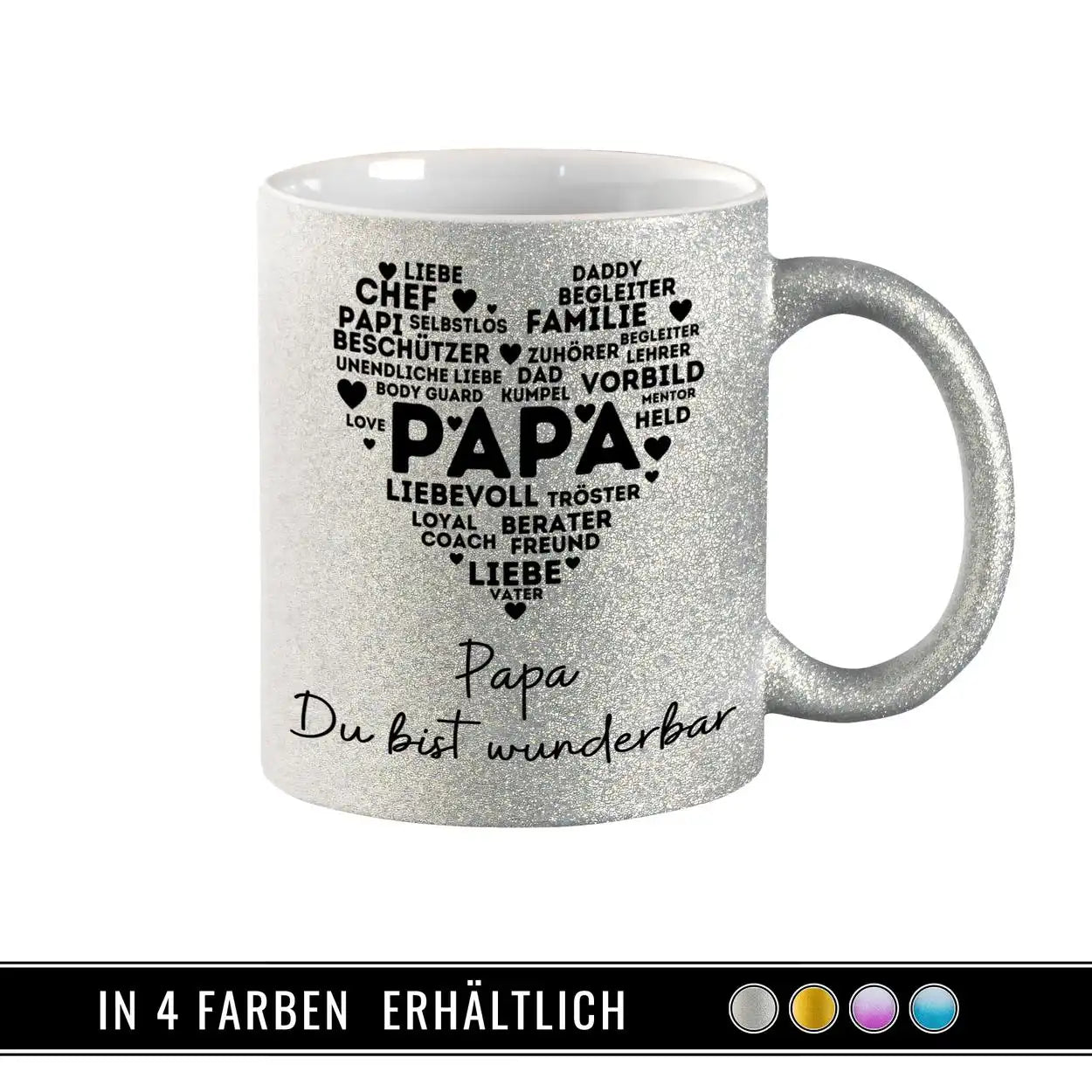 Glitzertasse - Papa Du bist wunderbar Geschenkideen