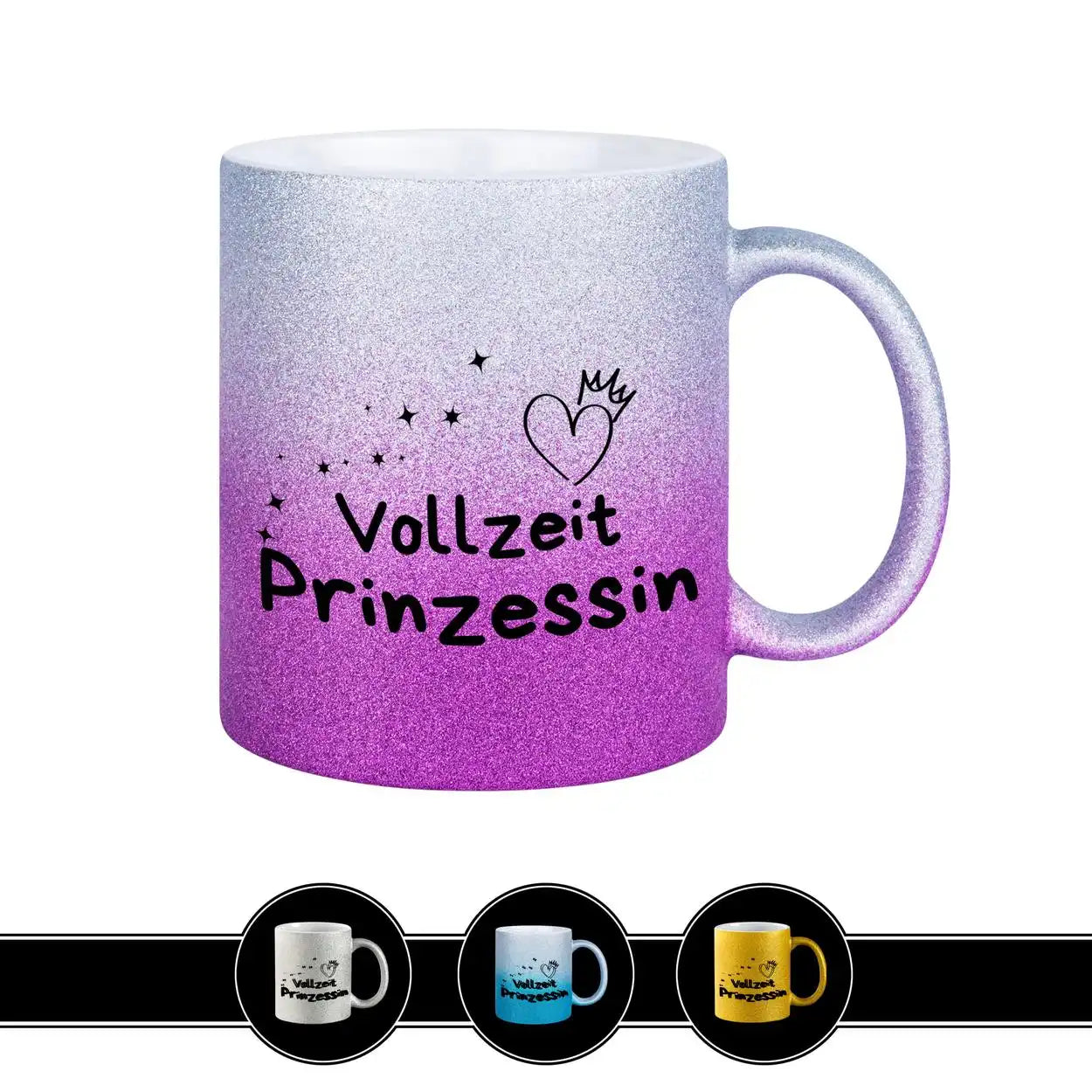 Glitzertasse - Vollzeit Prinzessin Lila Geschenkidee Weihnachten