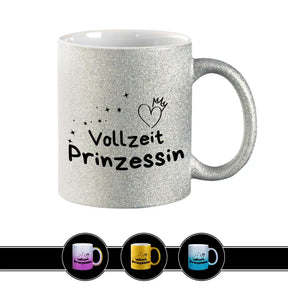 Glitzertasse - Vollzeit Prinzessin Silber Geschenkidee Weihnachten