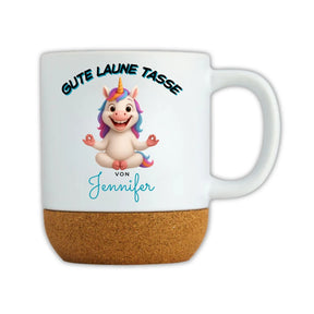 Gute Laune Tasse mit Namen und Einhorn