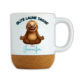 Gute Laune Tasse mit Namen und Faultier
