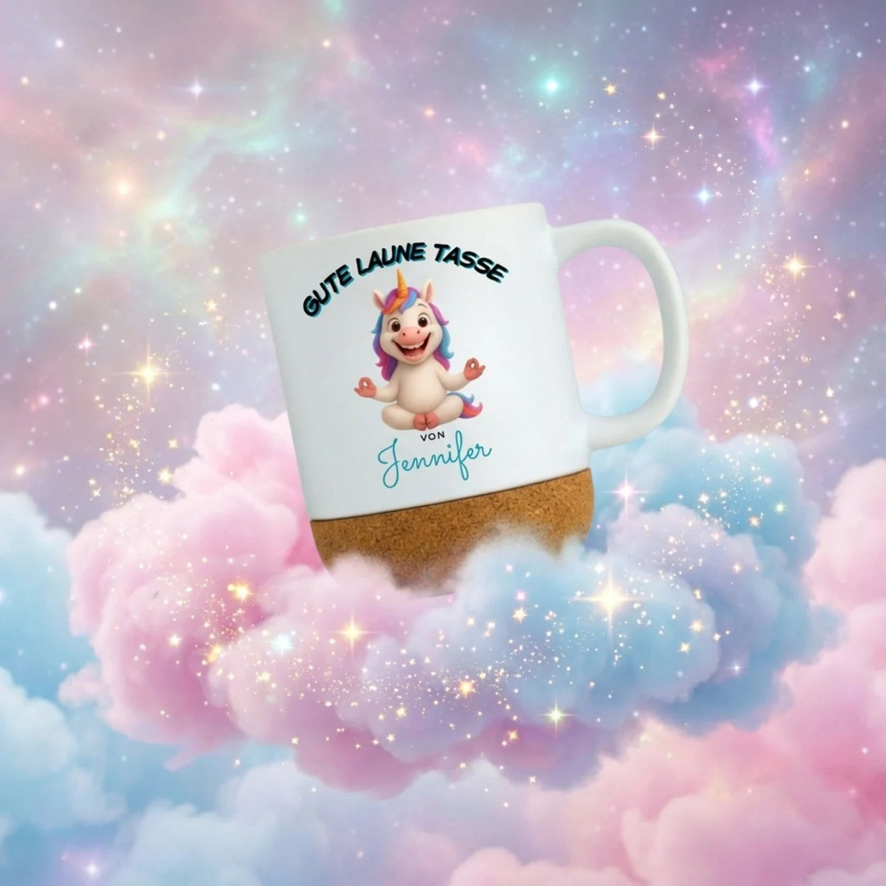 Gute Laune Tasse mit Namen und Einhorn