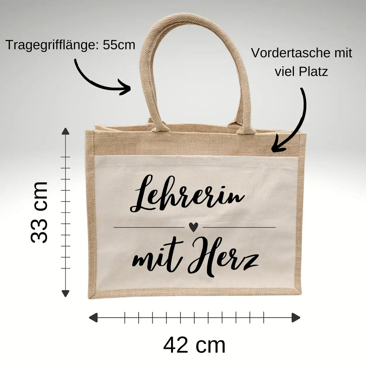 Jutetasche Lehrerin mit Herz Geschenke