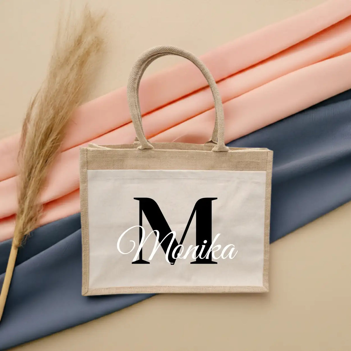 Jutetasche personalisiert mit Initial und Namen Geschenke