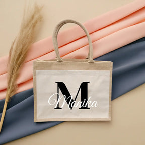 Jutetasche personalisiert mit Initial und Namen Geschenke