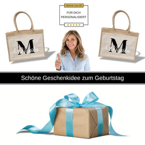 Jutetasche personalisiert mit Initial und Namen Geschenke