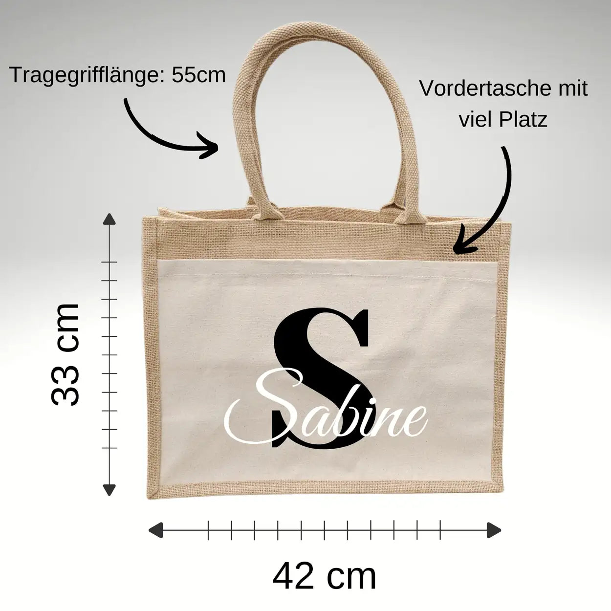 Jutetasche personalisiert mit Initial und Namen Geschenke