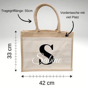 Jutetasche personalisiert mit Initial und Namen Geschenke