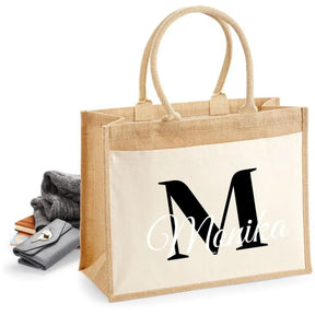 Jutetasche personalisiert mit Initial und Namen Geschenke