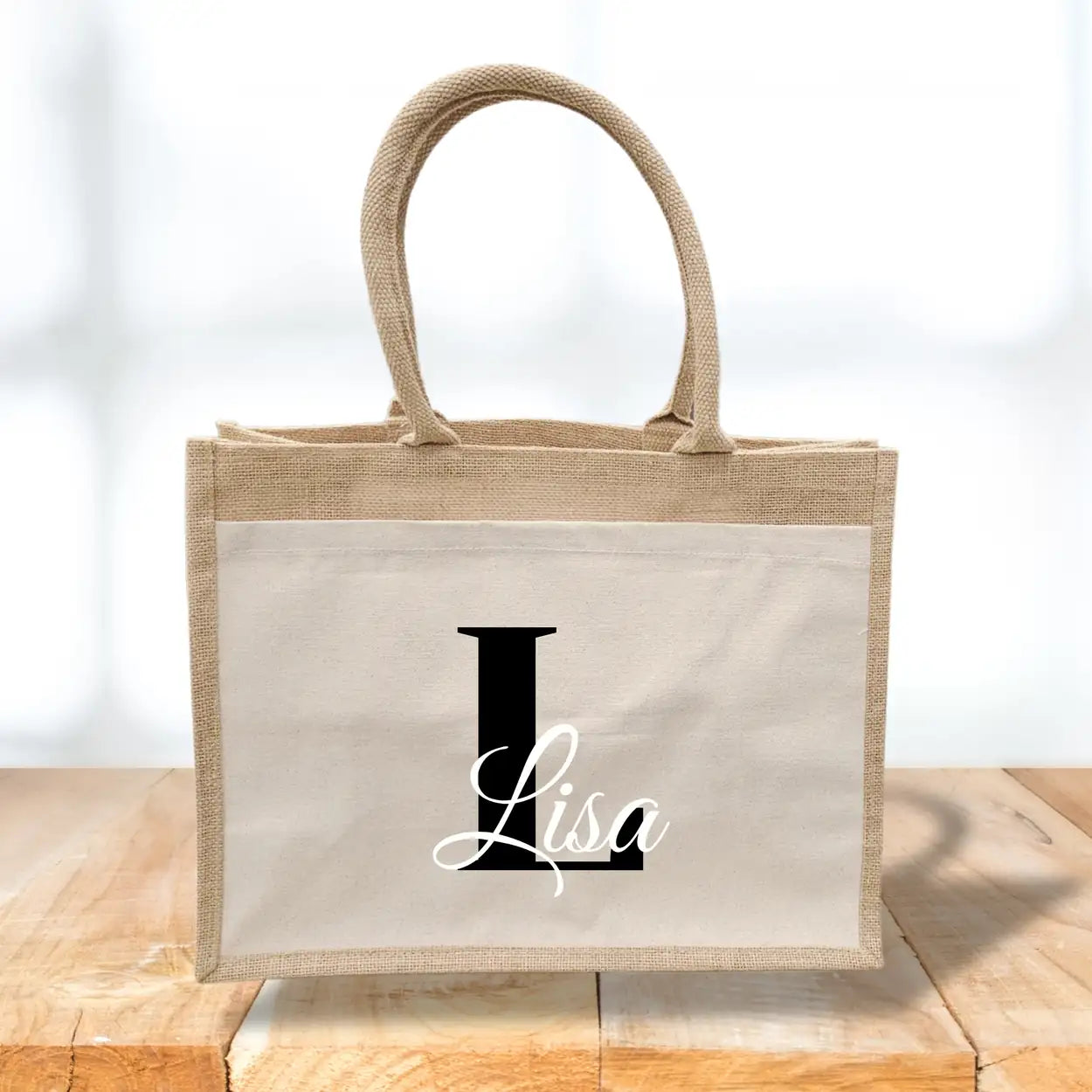 Jutetasche personalisiert mit Initial und Namen Geschenke