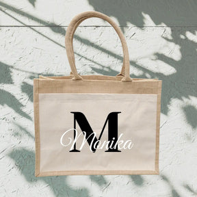 Jutetasche personalisiert mit Initial und Namen Geschenke