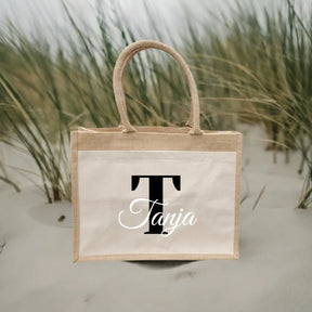 Jutetasche personalisiert mit Initial und Namen Geschenke