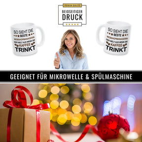 Kaffeetasse So sieht die beste Webshopmanagerin der Welt aus. - Druckerino