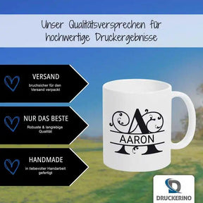 Keramik Tasse mit Namen | Motiv 1 | Aaron - Druckerino