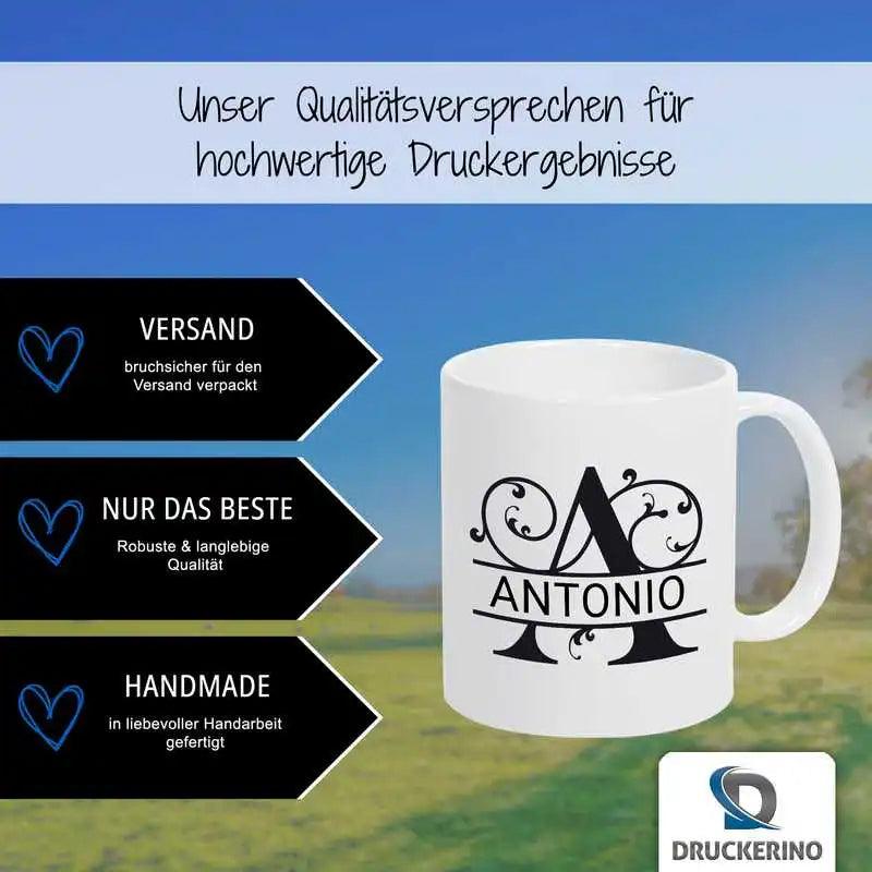 Keramik Tasse mit Namen | Motiv 1 | Antonio - Druckerino