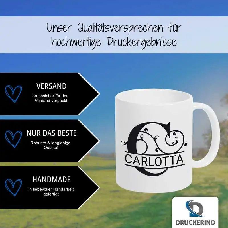 Keramik Tasse mit Namen | Motiv 1 | Carlotta - Druckerino